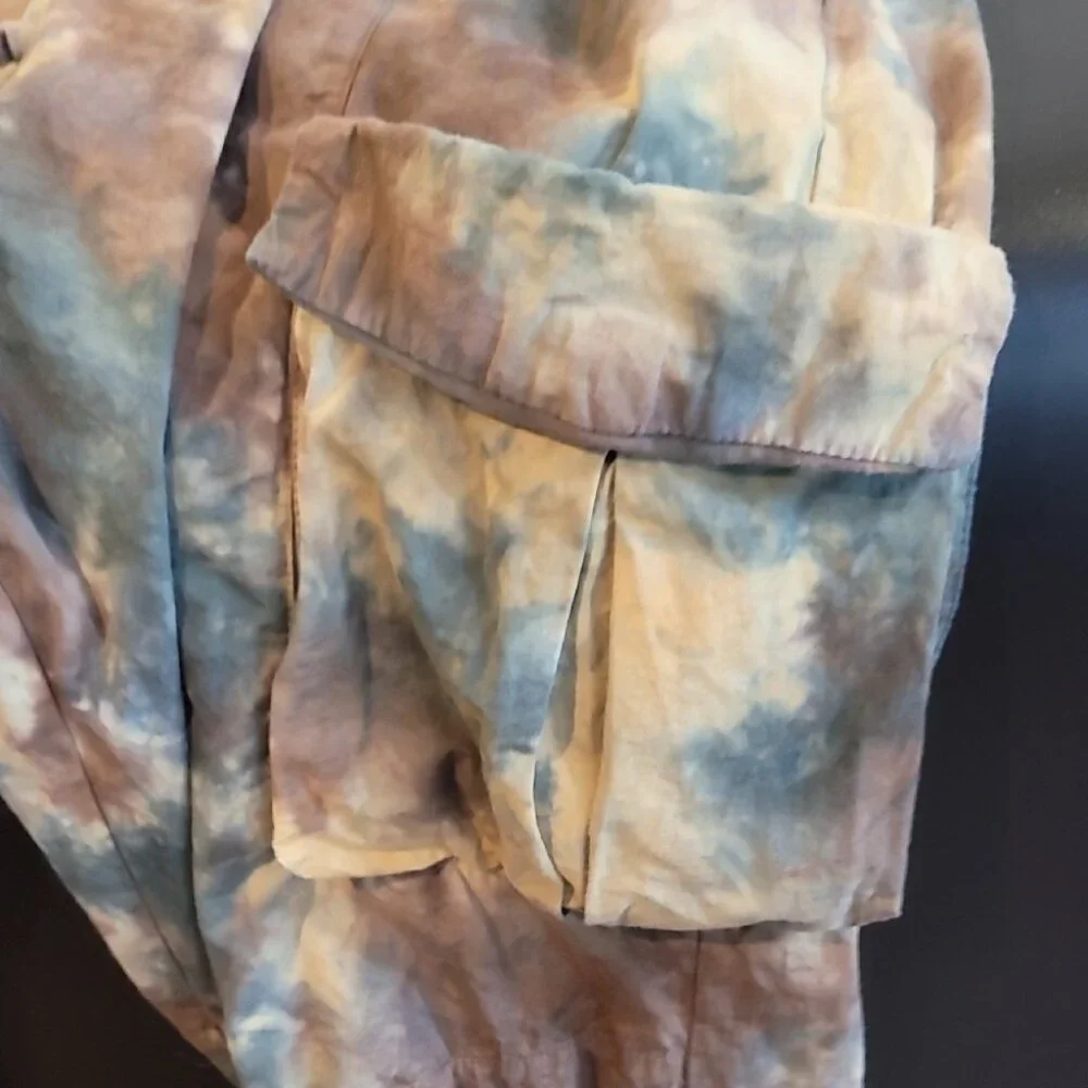 MNML Brown & Green Camo Cargo Pants L Relaxed Fit Straight Leg 100% Cotton Made